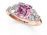 Rose gold Fancy Pink Asscher  Cut Diamond Cluster Ring with Round Accent Stones and Prong Setting on a Classic Band_72