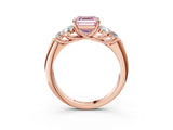 Rose gold Fancy Pink Asscher  Cut Diamond Cluster Ring with Round Accent Stones and Prong Setting on a Classic Band_74