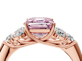 Rose gold Fancy Pink Asscher  Cut Diamond Cluster Ring with Round Accent Stones and Prong Setting on a Classic Band_75