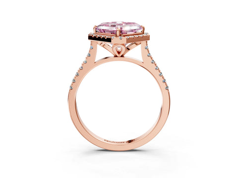 Rose gold Fancy Pink Asscher Cut Diamond Cushion Halo Ring with Pavé Band_3