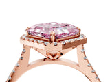 Rose gold Fancy Pink Asscher Cut Diamond Cushion Halo Ring with Pavé Band_4
