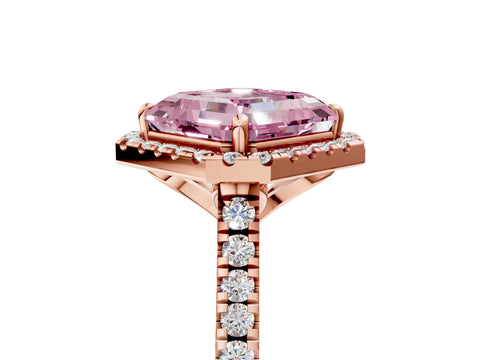 Rose gold Fancy Pink Asscher Cut Diamond Cushion Halo Ring with Pavé Band_5