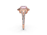 Rose gold Fancy Pink Asscher Cut Diamond Double Halo Ring with Pavé Band and Prong Setting_19