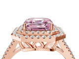 Rose gold Fancy Pink Asscher Cut Diamond Double Halo Ring with Pavé Band and Prong Setting_21