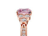Rose gold Fancy Pink Asscher  Cut Diamond Engagement Ring with Bezel Set Round Side Stones and Prong Setting_57