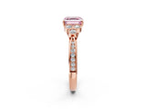 Rose gold Fancy Pink Asscher  Cut Diamond Engagement Ring with Bezel Set Round Side Stones and Prong Setting_66