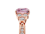 Rose gold Fancy Pink Asscher  Cut Diamond Engagement Ring with Bezel Set Round Side Stones and Prong Setting_69