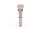 Rose gold Fancy Pink Asscher  Cut Diamond Engagement Ring with Pavé Band and Four-Prong Setting_5
