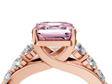 Rose gold Fancy Pink Asscher  Cut Diamond Engagement Ring with Pavé Band and Four-Prong Setting_7
