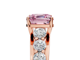 Rose gold Fancy Pink Asscher  Cut Diamond Engagement Ring with Pavé Band and Four-Prong Setting_8