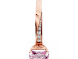 Rose gold Fancy Pink Asscher Cut Diamond Engagement Ring with Side Stone Accents and Four-Prong Setting_120