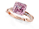 Rose gold Fancy Pink Asscher Cut Diamond Engagement Ring with Side Stone Accents and Four-Prong Setting_121