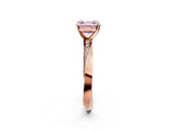 Rose gold Fancy Pink Asscher Cut Diamond Engagement Ring with Side Stone Accents and Four-Prong Setting_122