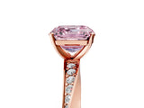 Rose gold Fancy Pink Asscher Cut Diamond Engagement Ring with Side Stone Accents and Four-Prong Setting_125
