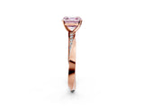 Rose gold Fancy Pink Asscher Cut Diamond Engagement Ring with Side Stone Accents and Four-Prong Setting_14