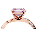 Rose gold Fancy Pink Asscher Cut Diamond Engagement Ring with Side Stone Accents and Four-Prong Setting_16