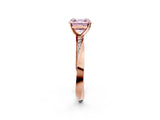 Rose gold Fancy Pink Asscher Cut Diamond Engagement Ring with Side Stone Accents and Four-Prong Setting_20