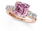 Rose gold Fancy Pink Asscher  Cut Diamond Five-Stone Prong Set White Gold Ring_30