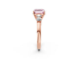 Rose gold Fancy Pink Asscher  Cut Diamond Five-Stone Prong Set White Gold Ring_31