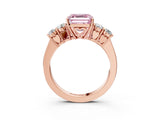 Rose gold Fancy Pink Asscher  Cut Diamond Five-Stone Prong Set White Gold Ring_32