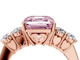 Rose gold Fancy Pink Asscher  Cut Diamond Five-Stone Prong Set White Gold Ring_33