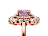 Rose gold Fancy Pink Asscher Cut Diamond Floral Double Halo Engagement Ring with Prong Setting_5