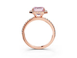Rose gold Fancy Pink Asscher  Cut Diamond Floral Halo Engagement Ring with Pavé Band and Prong Setting_20