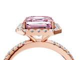 Rose gold Fancy Pink Asscher  Cut Diamond Floral Halo Engagement Ring with Pavé Band and Prong Setting_21