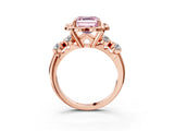 Rose gold Fancy Pink Asscher  Cut Diamond Floral Halo Engagement Ring with Shared Prong Setting 4