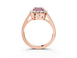 Rose gold Fancy Pink Asscher Cut Diamond Floral Halo Ring with Pavé Band and Prong Setting_6