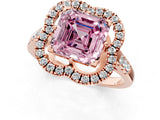 Rose gold Fancy Pink Asscher Cut Diamond Floral Halo Split Shank Prong Setting Ring_1