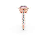 Rose gold Fancy Pink Asscher Cut Diamond Halo Engagement Ring with Pavé Band and Prong Setting_29