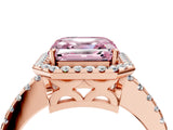Rose gold Fancy Pink Asscher Cut Diamond Halo Engagement Ring with Pavé Band and Prong Setting_31
