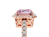 Rose gold Fancy Pink Asscher Cut Diamond Halo Engagement Ring with Pavé Band and Prong Setting_32