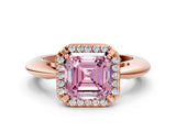 Rose gold Fancy Pink Asscher  Cut Diamond Halo Engagement Ring with Split Shank and Four-Prong Setting_46
