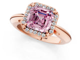 Rose gold Fancy Pink Asscher  Cut Diamond Halo Engagement Ring with Split Shank and Four-Prong Setting_47