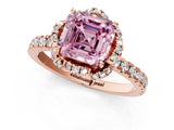 Rose gold Fancy Pink Asscher Cut Diamond Halo Pave Band with Four-Prong Setting_4