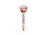 Rose gold Fancy Pink Asscher Cut Diamond Halo Pave Band with Four-Prong Setting_5