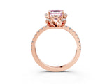 Rose gold Fancy Pink Asscher Cut Diamond Halo Pave Band with Four-Prong Setting_6