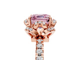 Rose gold Fancy Pink Asscher Cut Diamond Halo Pave Band with Four-Prong Setting_8