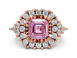 Rose gold Fancy Pink Asscher Cut Diamond Halo Ring with Pavé Band and Four-Prong Setting_17