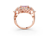 Rose gold Fancy Pink Asscher Cut Diamond Halo Ring with Pavé Band and Four-Prong Setting_20