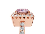 Rose gold Fancy Pink Asscher Cut Diamond Halo Ring with Pavé Band and Prong Setting_5