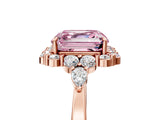 Rose gold Fancy Pink Asscher Cut Diamond Halo Ring with Pear Side Stones and Prong Setting_38