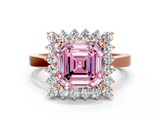 Rose gold Fancy Pink Asscher  Cut Diamond Halo Ring with Round Brilliant Halo and Solitaire Band_30