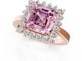 Rose gold Fancy Pink Asscher  Cut Diamond Halo Ring with Round Brilliant Halo and Solitaire Band_31