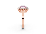 Rose gold Fancy Pink Asscher  Cut Diamond Halo Ring with Round Brilliant Halo and Solitaire Band_32