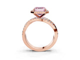Rose gold Fancy Pink Asscher Cut Diamond Halo Ring with Round Split Shank and Prong Setting_51