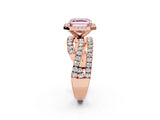 Rose gold Fancy Pink Asscher Cut Diamond Halo Ring with Round Split Shank and Prong Setting_56