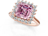 Rose gold Fancy Pink Asscher  Cut Diamond Halo Ring with Solitaire Band and Prong Setting_47